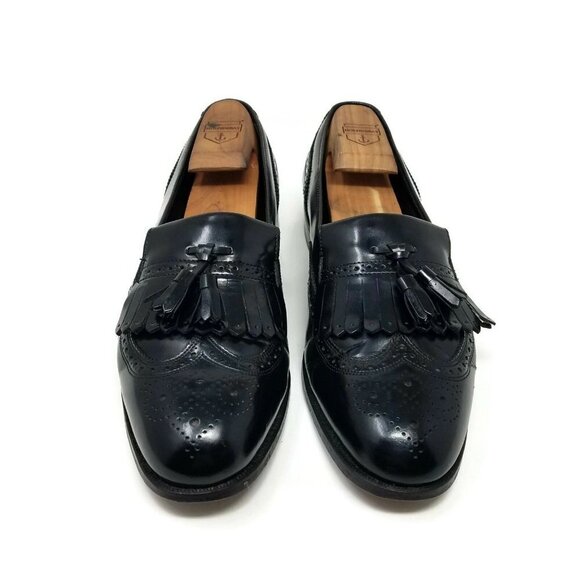 Florsheim Black Leather Tassel Kilt Brogue Wingtip Slip On Oxfords Shoes Mens 9M main image 4